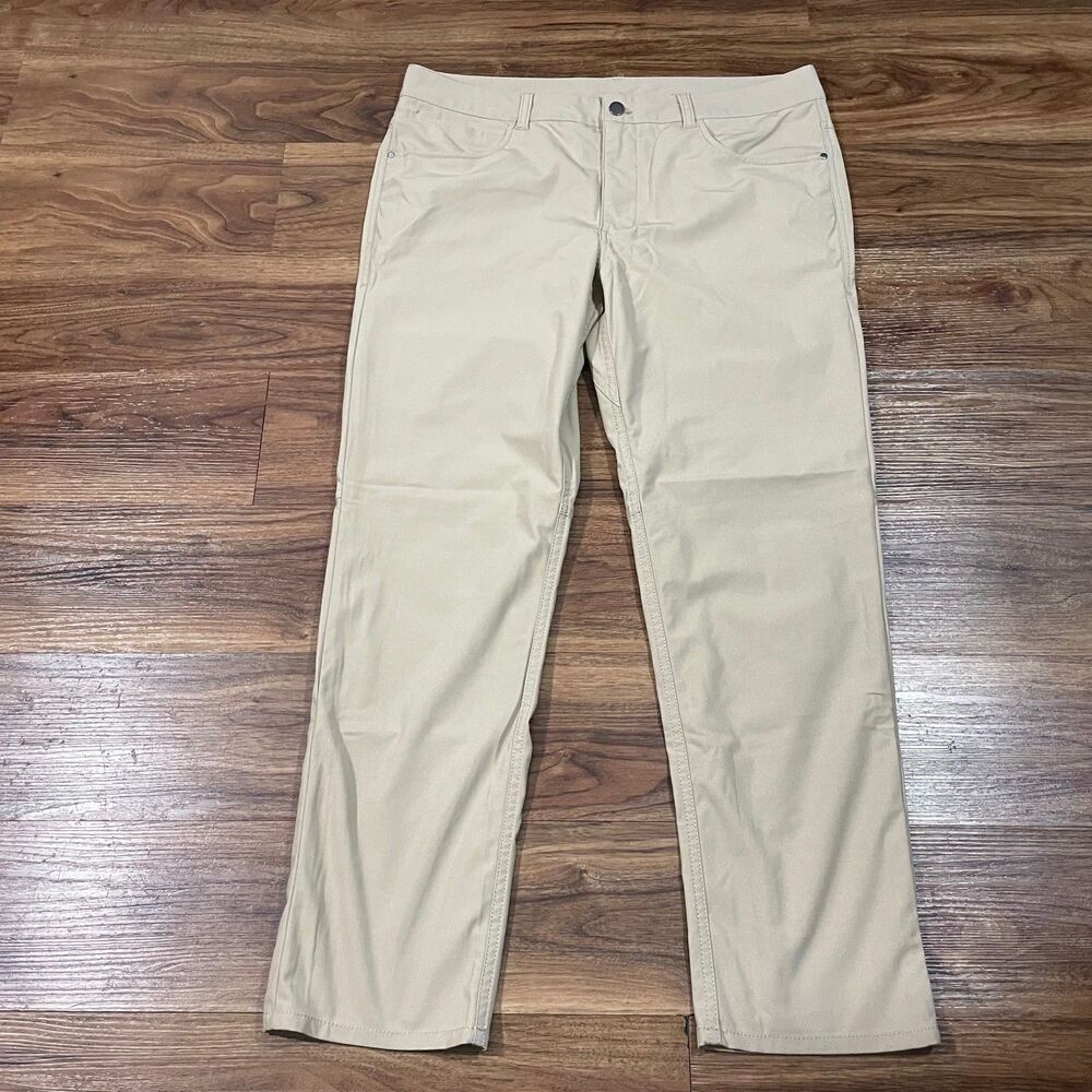 One Day Away Pant Beige Chino Straight Preppy Polyester Stretch Men's Size 36x30